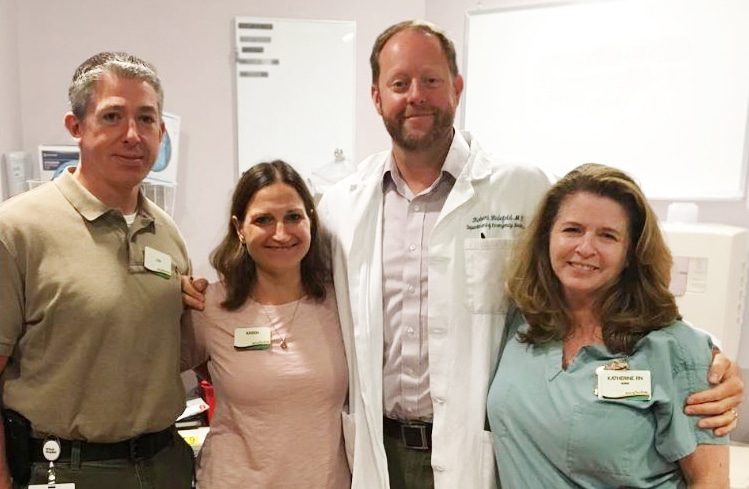 York Hospital caregivers James Kenney, Karen Kautz, Dr. Robert Hulefeld, and Katherine Collamore.